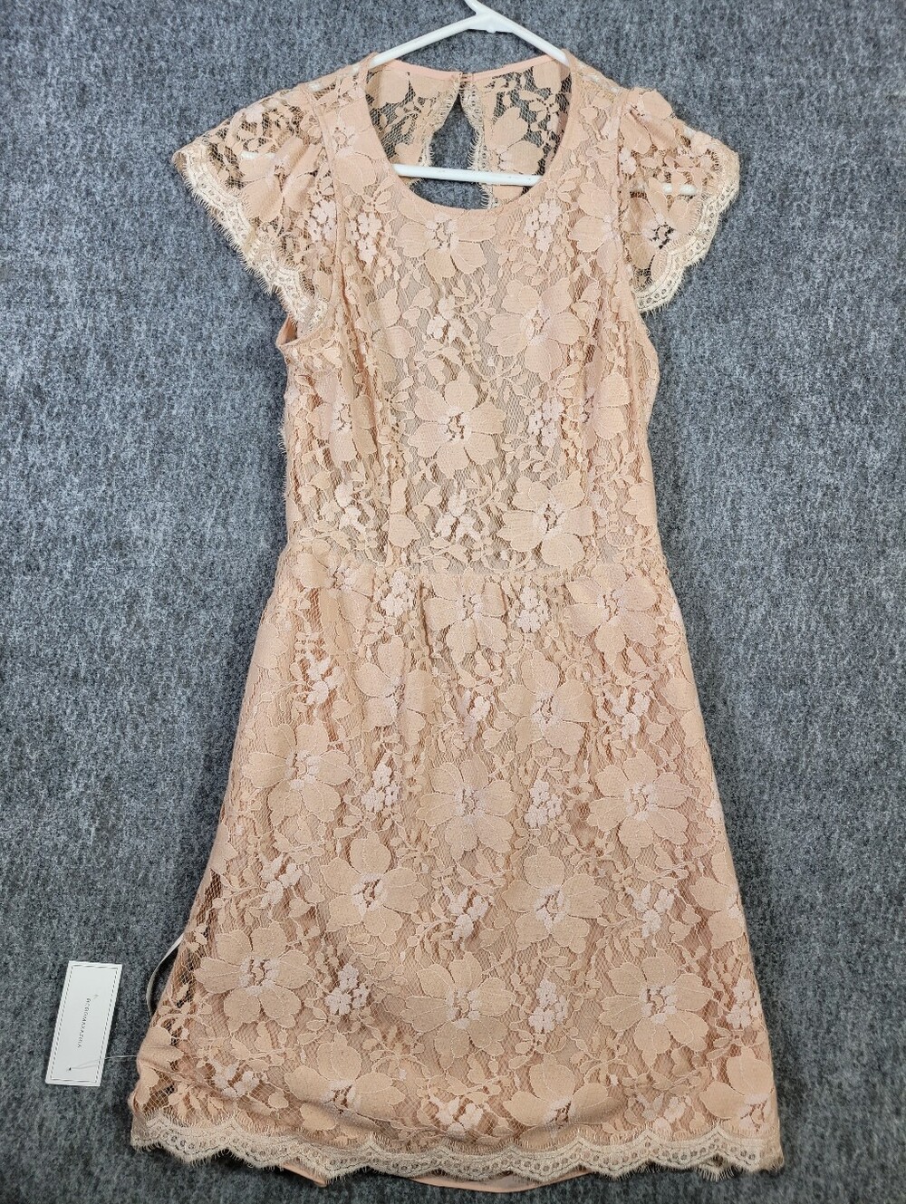 BCBGeneration Blush Pink Floral Lace Open Back Cocktail Dress NWT Size 8 New